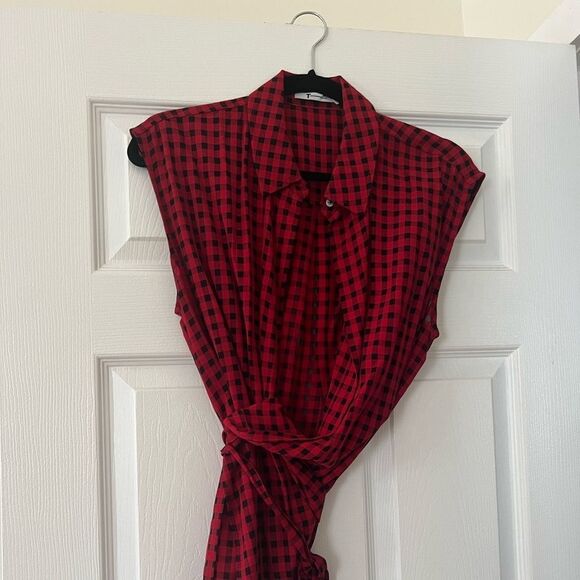 T by Alexander Wang Checkered Wrap Shirt - Picture 5 of 9